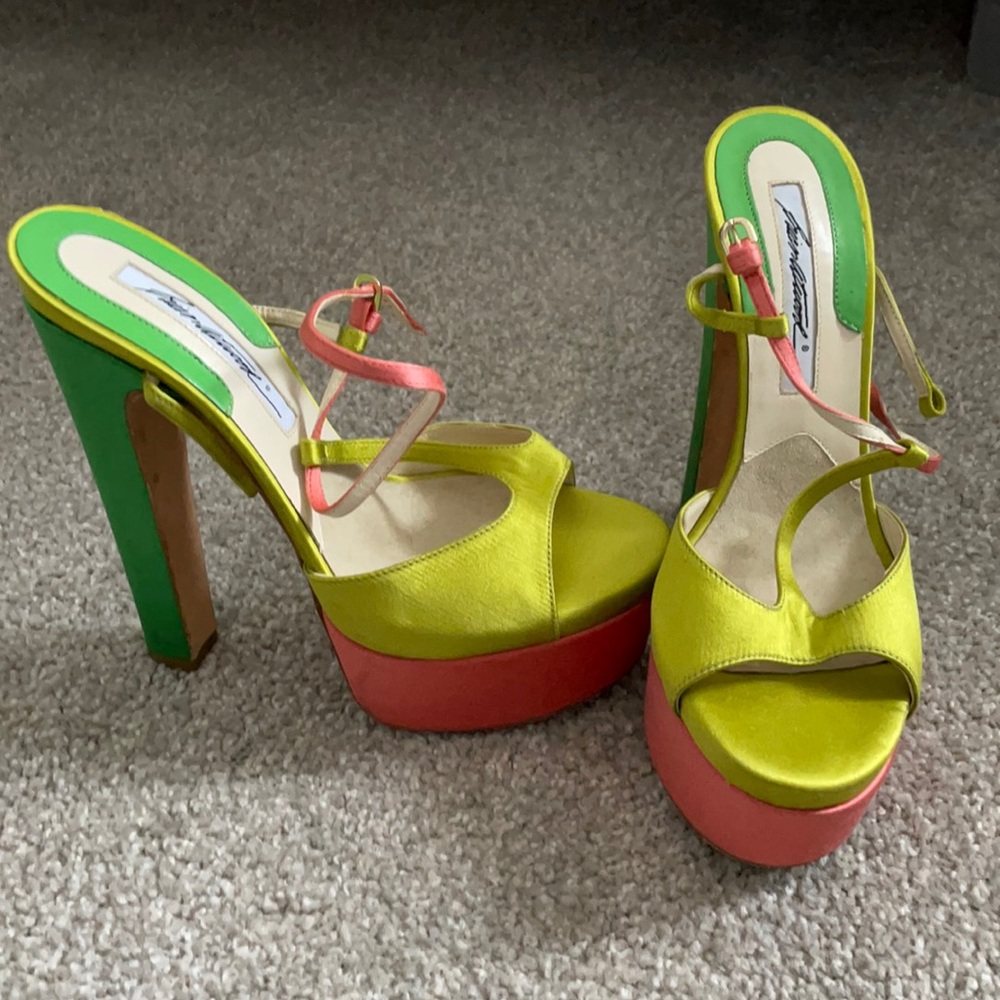 Brian Atwood Bellini Satin Colorblock Platform